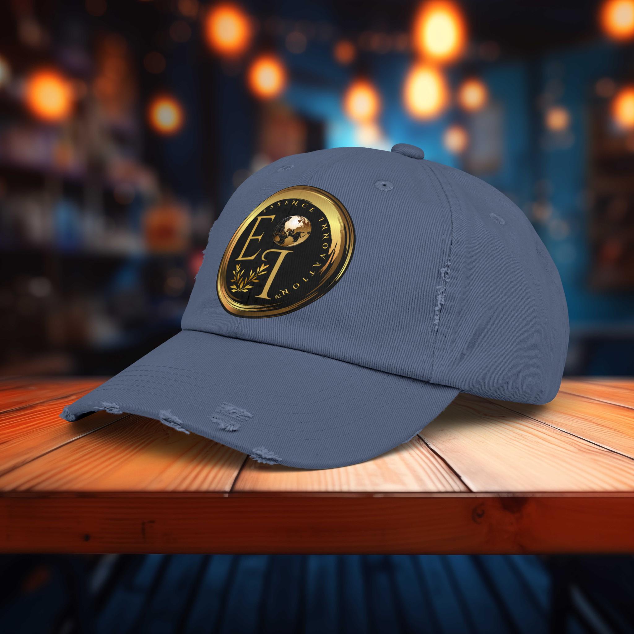 New Custom Designed Blue Distressed Baseball Cap with Gold & Blue Horseshoe New Era 59Fifty Guerreros de Durango LMB hat Navy Ocean Blue  main image 4