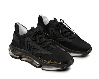 Mens Black Mesh Running Sneakers, EssenceInnoCreate Motion Athletic Shoes