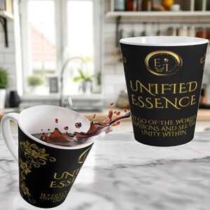 Coffee Mug with Inspirational Quotes: Ceramic Latte Mugs for Her | Unified Essence | Black | Personalized Gift