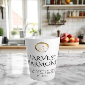 Coffee Mug with Inspirational Quotes: Ceramic Latte Mugs for Him | Harvest Harmony | White | Personalized Gift