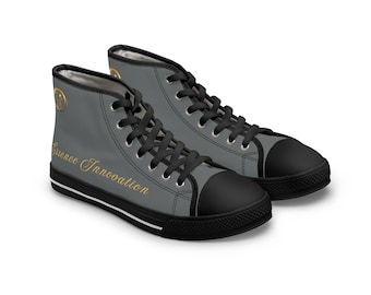 Womens Grey High Top Sneakers, Essence Innovation Classic Canvas Street Shoes