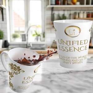 Coffee Mug with Inspirational Quotes: Ceramic Latte Mugs for Her | Unified Essence | White | Personalized Gift