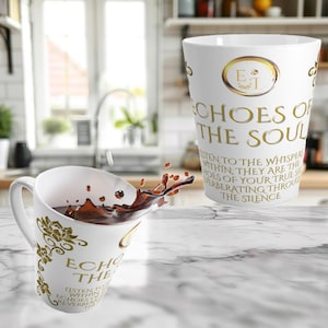 Mug à café avec citations inspirantes : Mugs à café au lait en céramique pour elle | échos de l&#39;âme | Blanc | Cadeau personnalisé