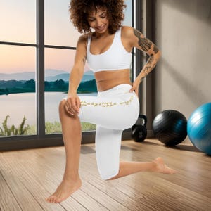 Womens Capri Leggings: Street Wear Gift for Her | Strength In Motion VI White | Athletic Clothing