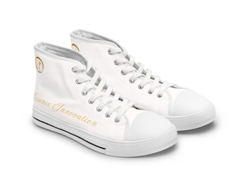 Womens White High Top Sneakers, Essence Innovation Classic Canvas Street Shoes