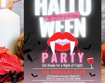 Vampire Halloween Party Invitation, InBITEd Invite (Digital Download)