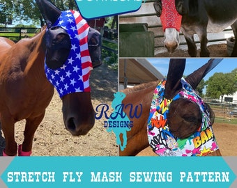 Fly Mask for Horses, sewing pattern, pdf digital pattern, printable download, diy horse crafts, stretchy fly mask, pdf horse pattern