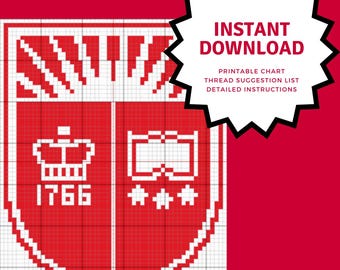 Tabla de bordado de la Universidad Rutgers: Adorno DIY, Arte mural (Descarga digital)