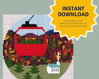 Góndola de follaje otoñal: gráfico de bordado: adorno de 10 cm (patrón PDF)