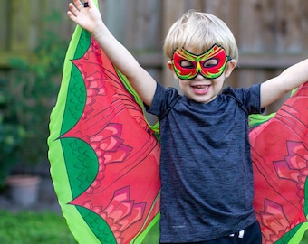 Dragon Wings w/Mask & Storage Bag | GREAT Gift for 3-6 YOs | Flying with USPS!