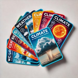 Weather and Climate Educational Flashcards – Atmospheric Science, Cloud Types, Meteorology Study Cards for Kids and Teachers