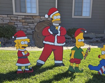 Simpsons Family Christmas!  Available now! Homer, Marge, Bart, Lisa and Maggie yard wood cutouts.