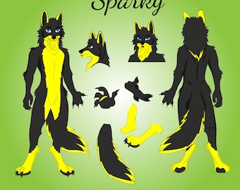 Custom Furry Fursuit Head Reference Sheet | Digital Art Commission