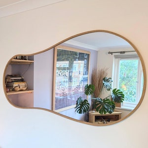 Oak curved mirror