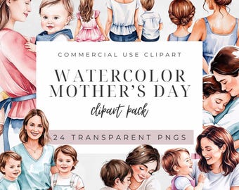Mutter und Kind Clipart Bundle | Aquarell Mutter Baby PNG | Mutterschaft Illustration | 300 DPI | Sofort Download