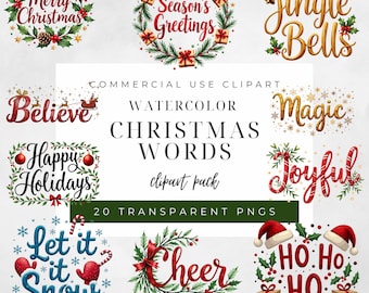Christmas Quotes Clipart | Festive Holiday Words PNG | Christmas Sayings, Lettering, and Typography Clip Art for Cards & Decor Christmas PNG