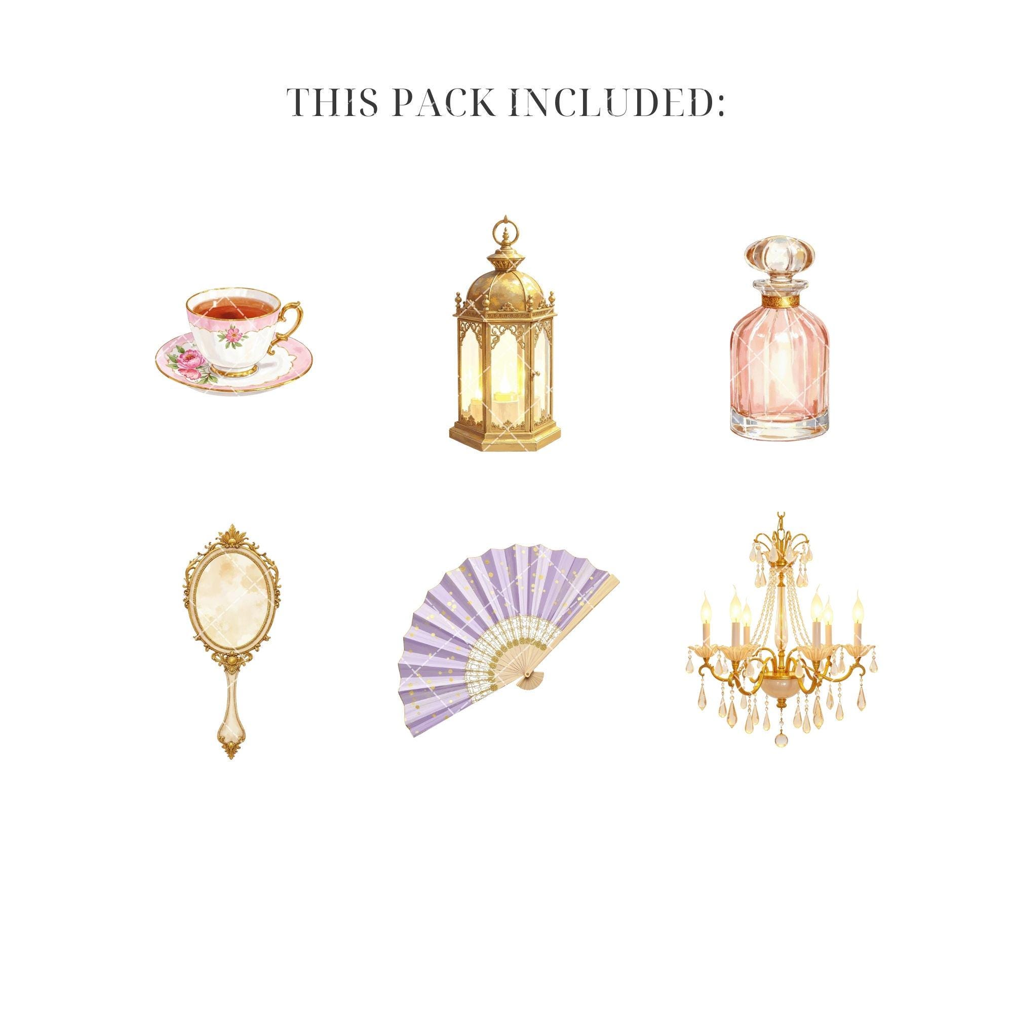 Regency Graphics Regency Inspired Clipart Bundle | 30 PNG Vintage Watercolor Regency Era ...