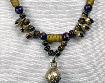 Shaman Bell Necklace—Bohemian Glass and Lion Bells—Protection and Celebration! 001738
