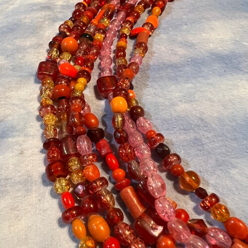 Mardi Gras Mojo! ALL antique (1930s) glass Mardi Gras shops beadsl 7 Full Strands! 001712