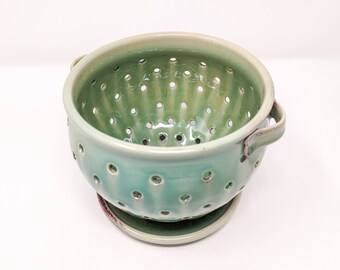 Cute Berry Bowl and Saucer Set in Jade Green