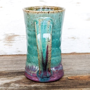 12 oz. Pottery Mug in Purple and Turquoise image 3