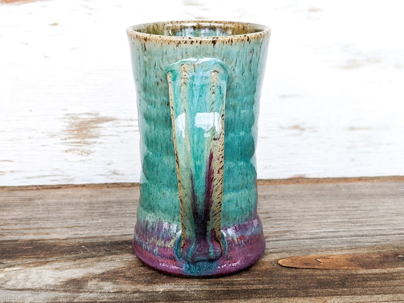 12 oz. Pottery Mug in Purple and Turquoise image 3