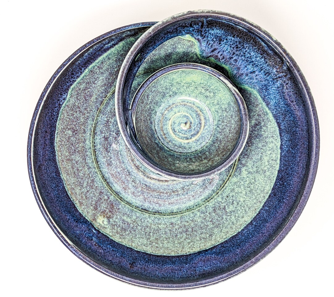 Swirling Chip and Dip Pottery Bowl, Pottery Housewarming Gift, Handmade