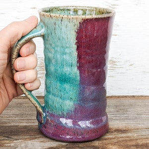 12 oz. Pottery Mug in Purple and Turquoise image 1