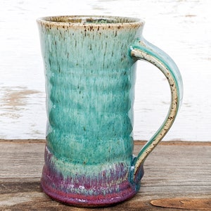 12 oz. Pottery Mug in Purple and Turquoise image 2
