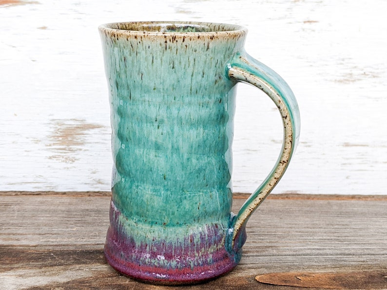 12 oz. Pottery Mug in Purple and Turquoise image 2