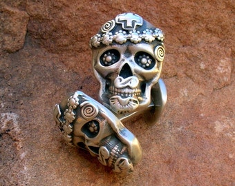 Mi Vida Loca (My Crazy Life) Sterling Silver Skull Day of the Dead Dia de los Muertos Cuff Links