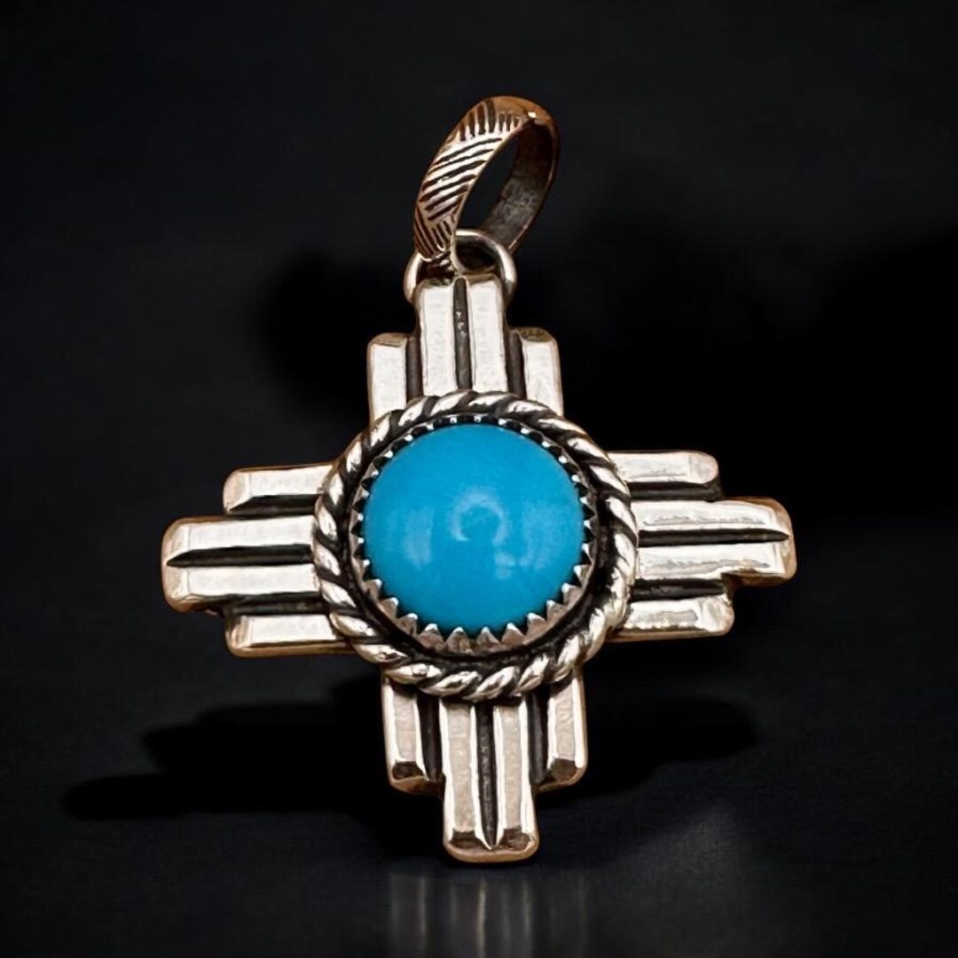 PTZ27 New Mexico Zia Symbol Turquoise Pendant - Etsy
