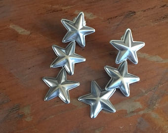 E306T Dancing with these Sterling Silver TRIPLE Repousse Star Earrings Southwestern Native Santa Fe Style Texas Lone Star Starry Night