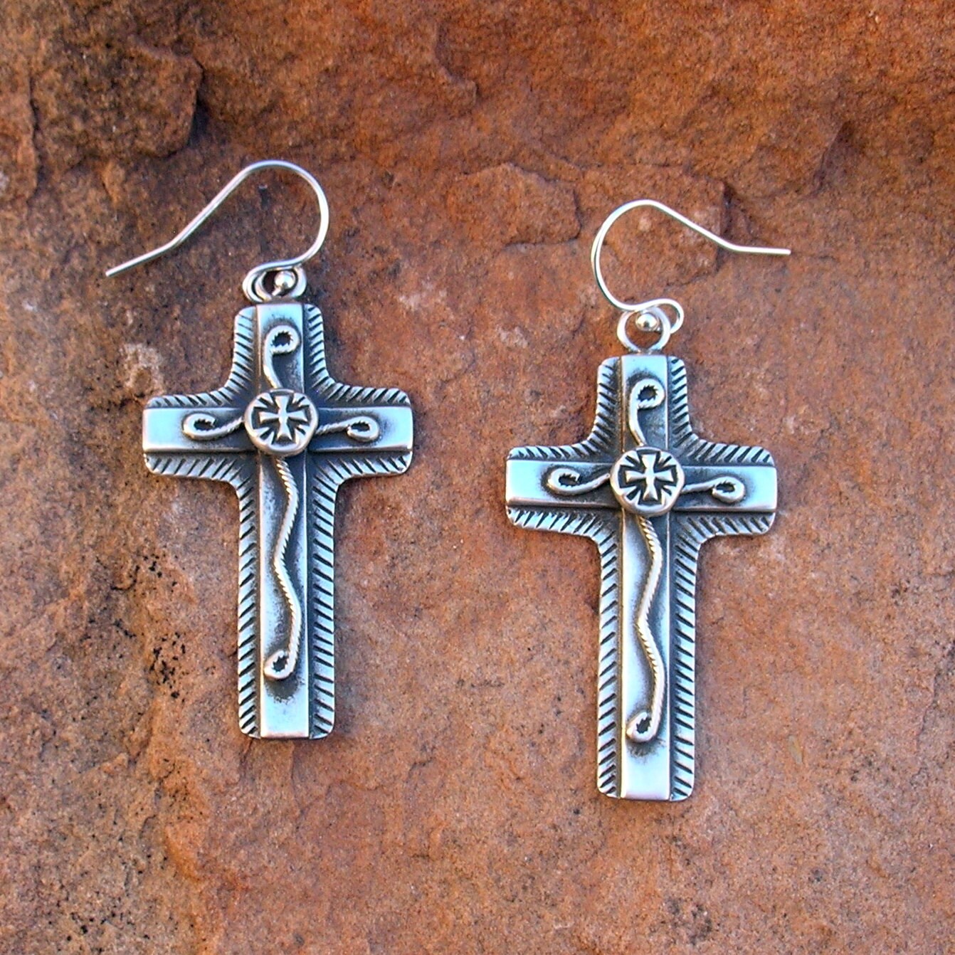 E240 Chimayo Cross Overlay Sterling Silver Southwestern Native Style