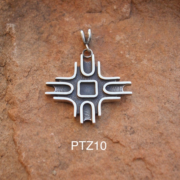 PTZ10 Sterling Silver New Mexico Zia Sun Symbol southwestern native style Pendant