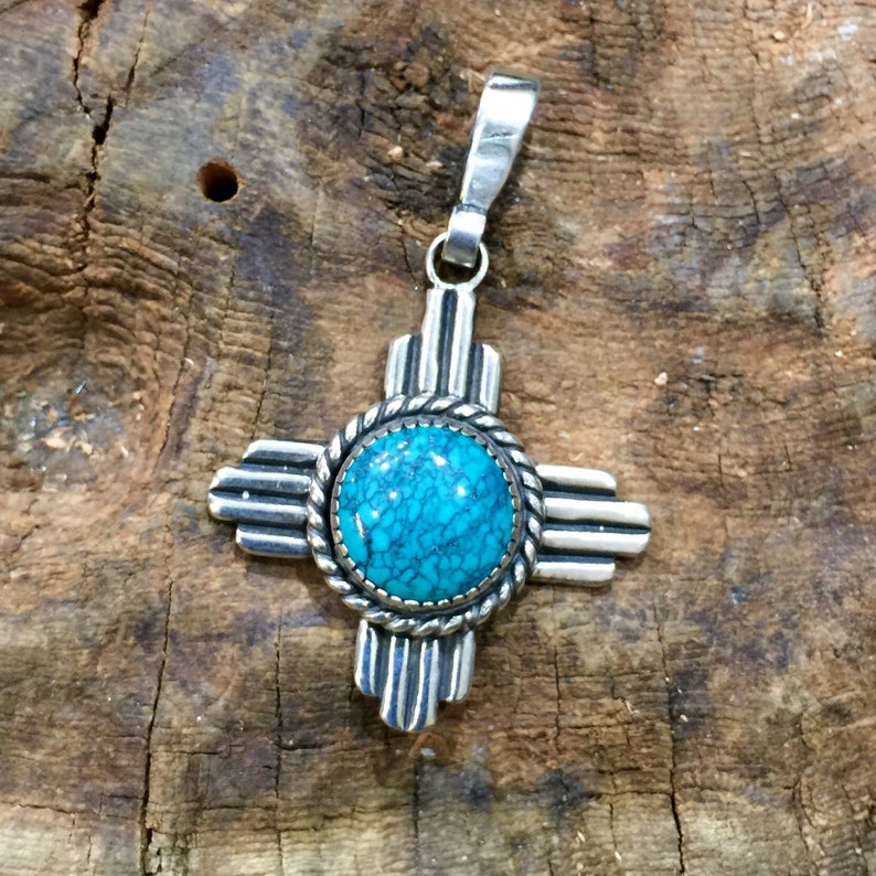New Mexico Zia Symbol Turquoise and Silver Southwestern