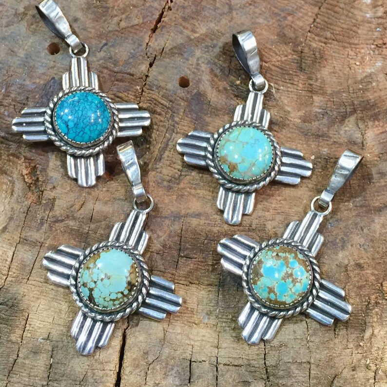 New Mexico Zia Symbol Turquoise and Silver Southwestern
