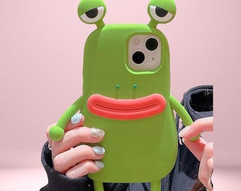 3D Frog iPhone Case: Funny Green Silicone Cover, Kawaii Gift