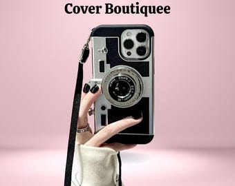 Retro Camera iPhone Case with Crossbody Strap: 3D Vintage Design