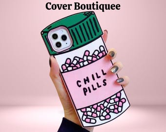 Chill Pills iPhone Case: 3D Cartoon Pill Bottle, Soft Silicone Shockproof Cover