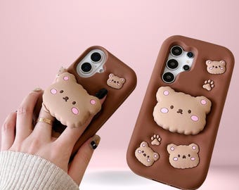 Funda iPhone oso marrón 3D – carcasa kawaii de silicona suave