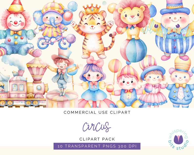 Watercolor Pastel Circus Clipart, Cute Carnival Pngs, Soft Carnival ...