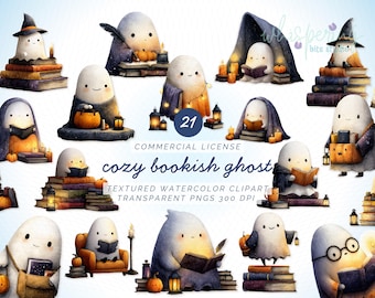 Reading Ghost PNG, Bookish Ghost Clipart, Ghost Reading Book, Halloween Book Lover, Ghost Stickers, Spooky Cute Ghost, Bookworm Ghost PNG