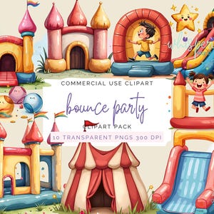 Bounce House Party PNG, Inflatable Bounce House, Bounce House Birthday, Birthday Watercolor Clipart, Kids Party PNG, Cute Party Clipart, Kid