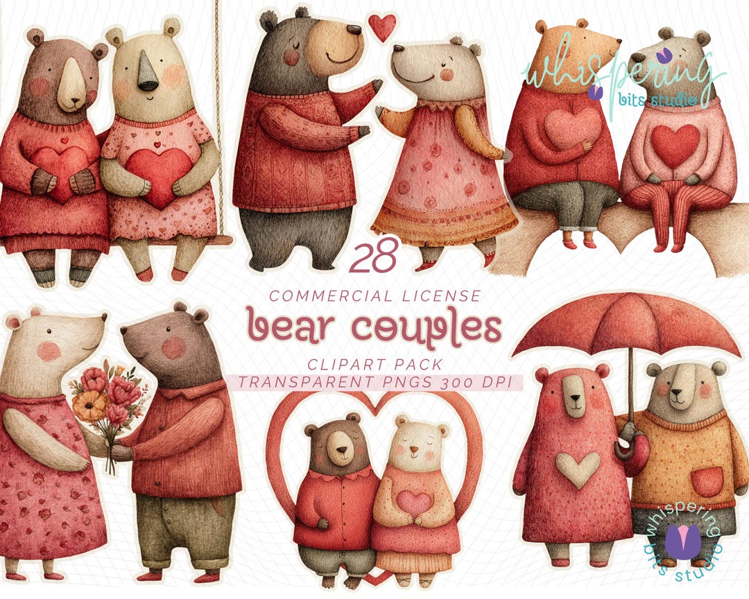 Valentine Bear PNG, Watercolor Bear Clipart, Cute Teddy Bear Png, Love ...