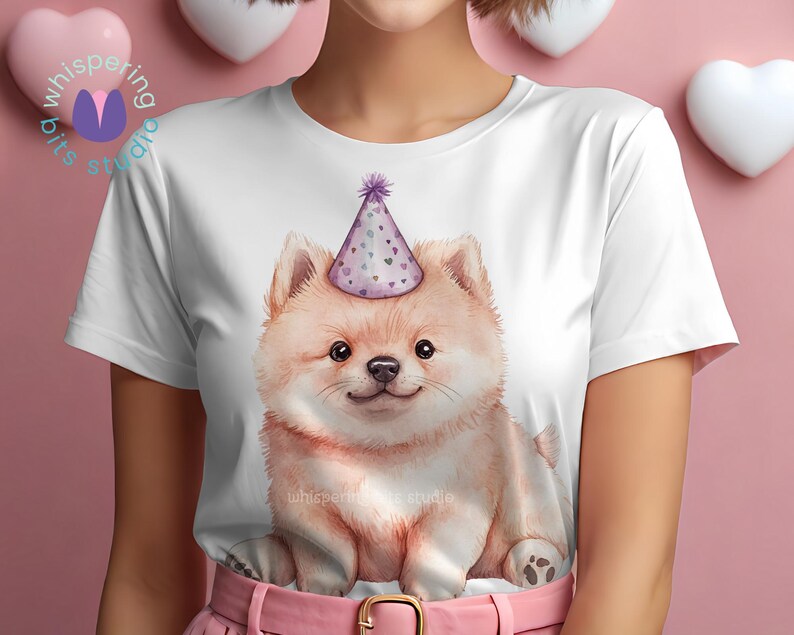 Watercolor Birthday Dogs Clipart, Cute Pastel Puppy Pngs, Party Hat Dog ...