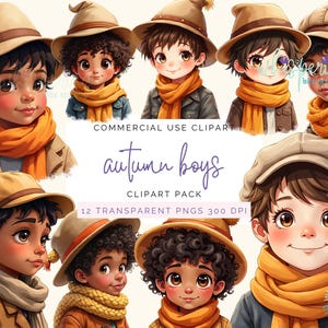 Autumn Boys Clipart: Fall PNG Images for Sublimation (Digital Download)