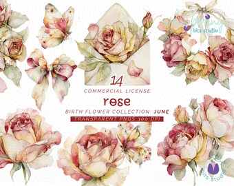 Dark Red Rose Clipart, Rose Wreath PNG, Flower Envelope PNG, Junk Journaling, Scrapbooking, Digital Download