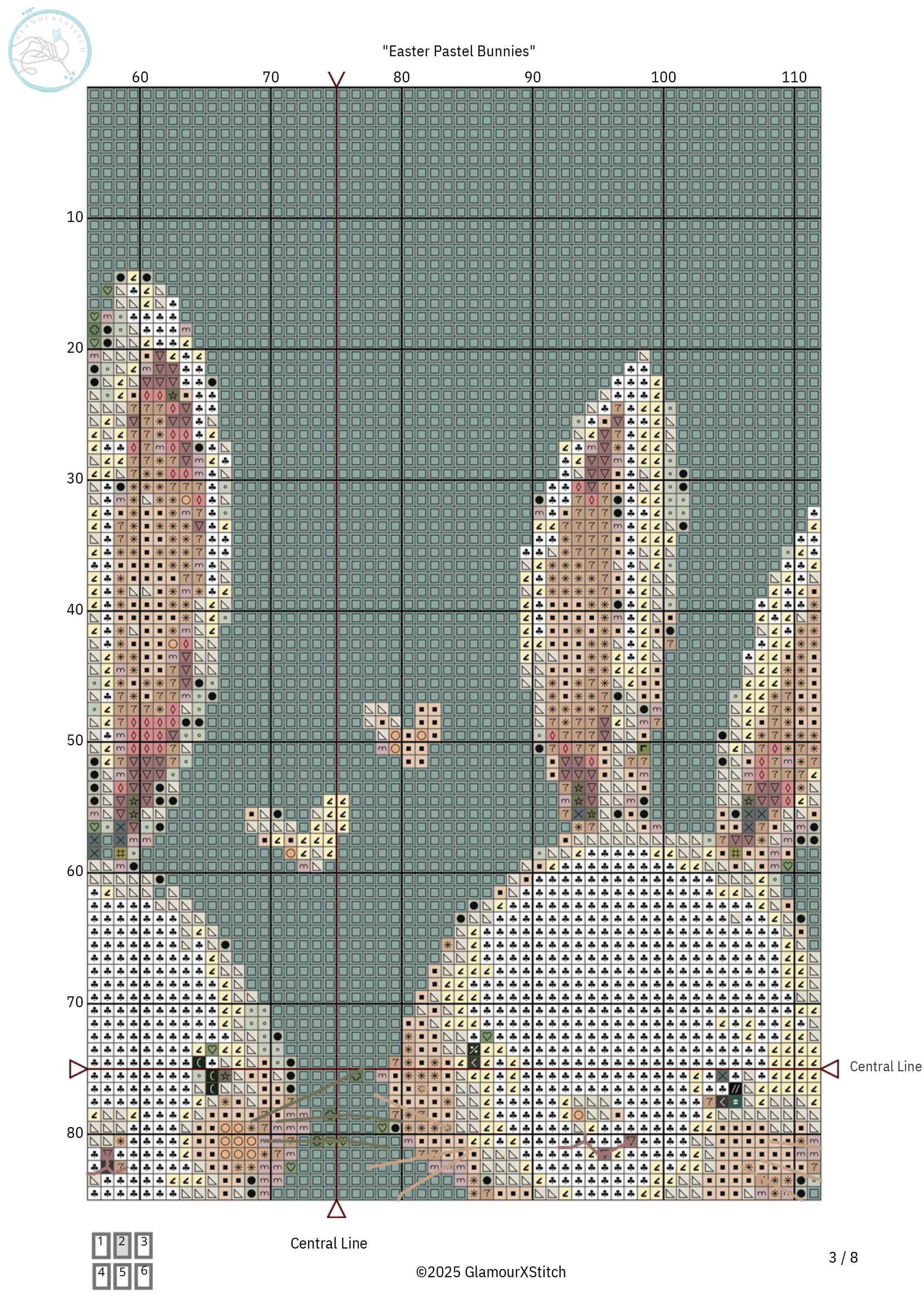 Pastel Easter Bunnies Cross Stitch Pattern Spring Embroidery PDF ...