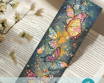 Vivid Monarch Butterfly Bookmark Cross Stitch Design, Colorful Butterfly Cross Stitch Pattern, Easy Bookmark Design